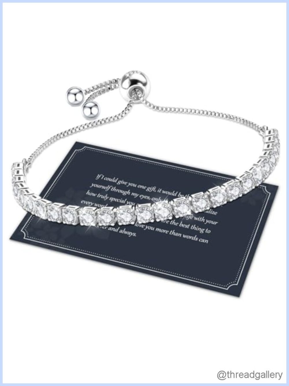 925 Sterling Silver Tennis Bracelet Adjustable CZ 5A Simulated Diamond